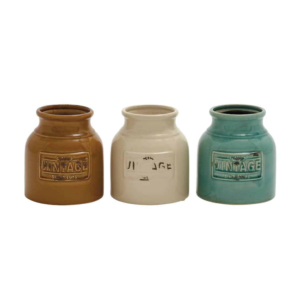 Benzara Ceramic Cutlery Jar Set (Set of 3)