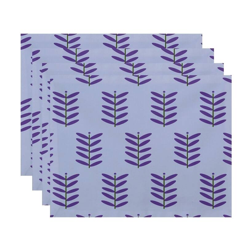 Floral Leaf Print Table Top Placemat (Set of 4) - Lavender