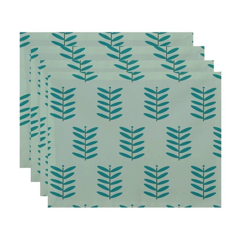 Floral Leaf Print Table Top Placemat (Set of 4) - Green
