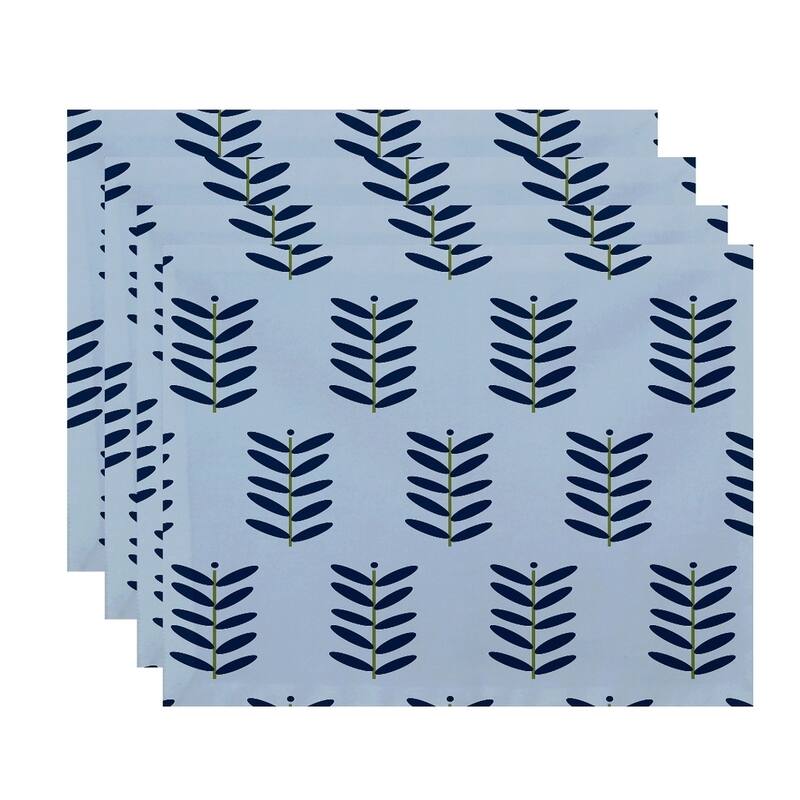 Floral Leaf Print Table Top Placemat (Set of 4) - Blue