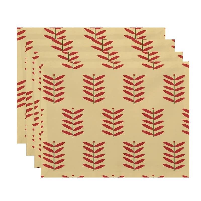 Floral Leaf Print Table Top Placemat (Set of 4) - Yellow
