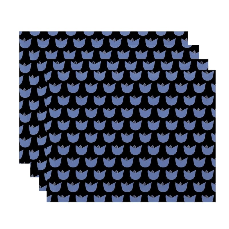 Floral Tulip Print Table Top Placemat (Set of 4) - Blue