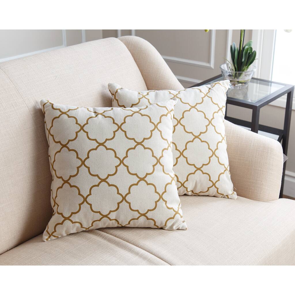 Abbyson Aubrey Pillow Collection 18-inch Gold Lattice Throw Pillows (Set of 2)