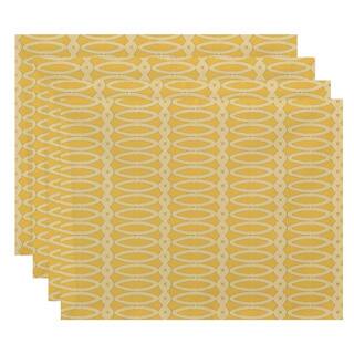 Geometric Oval Print Table Top Placemat (Set of 4) - Yellow