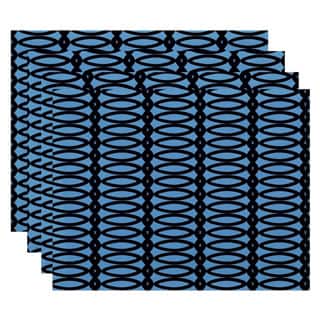 Geometric Oval Print Table Top Placemat (Set of 4) - Navy