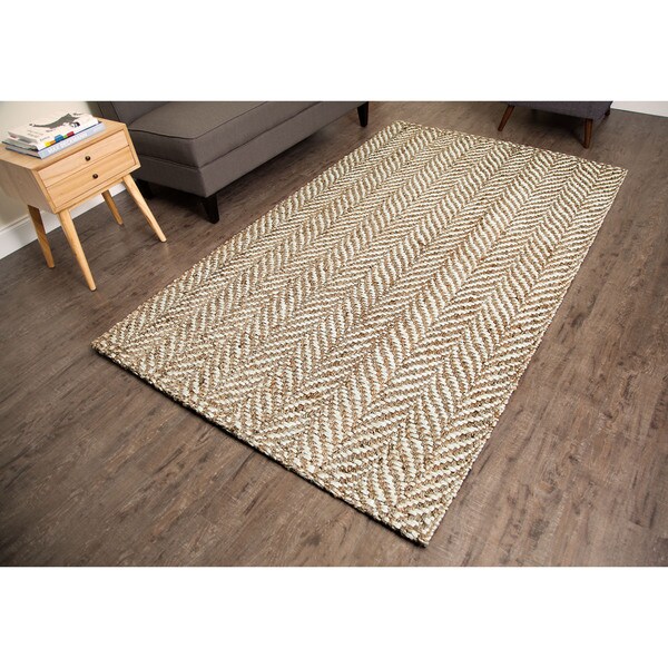 Jani Sandscape Natural Jute Handwoven Rug (5'x 8')