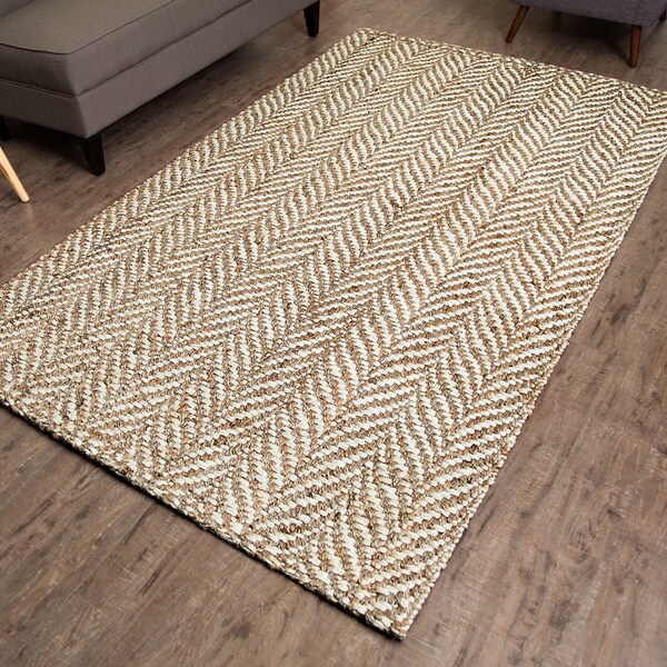 Jani Sandscape Natural Jute Handwoven Rug (8'x 10')