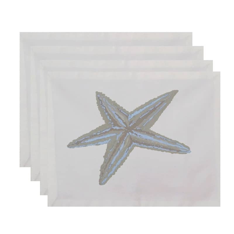 Star Fish Coastal Print Table Top Placemat (Set of 4) - Ivory