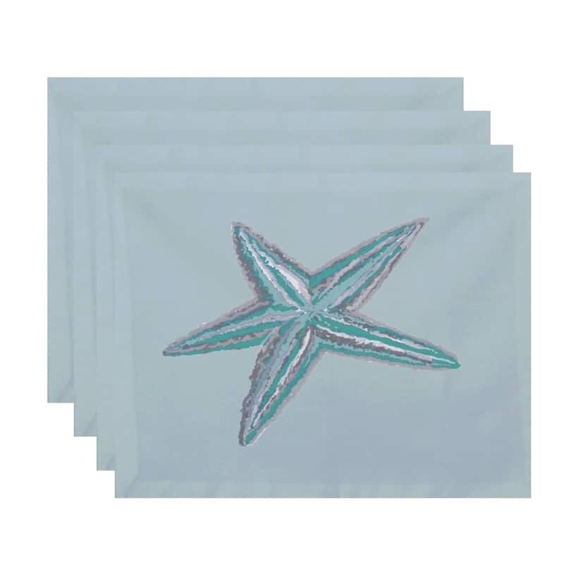 Star Fish Coastal Print Table Top Placemat (Set of 4) - Aqua