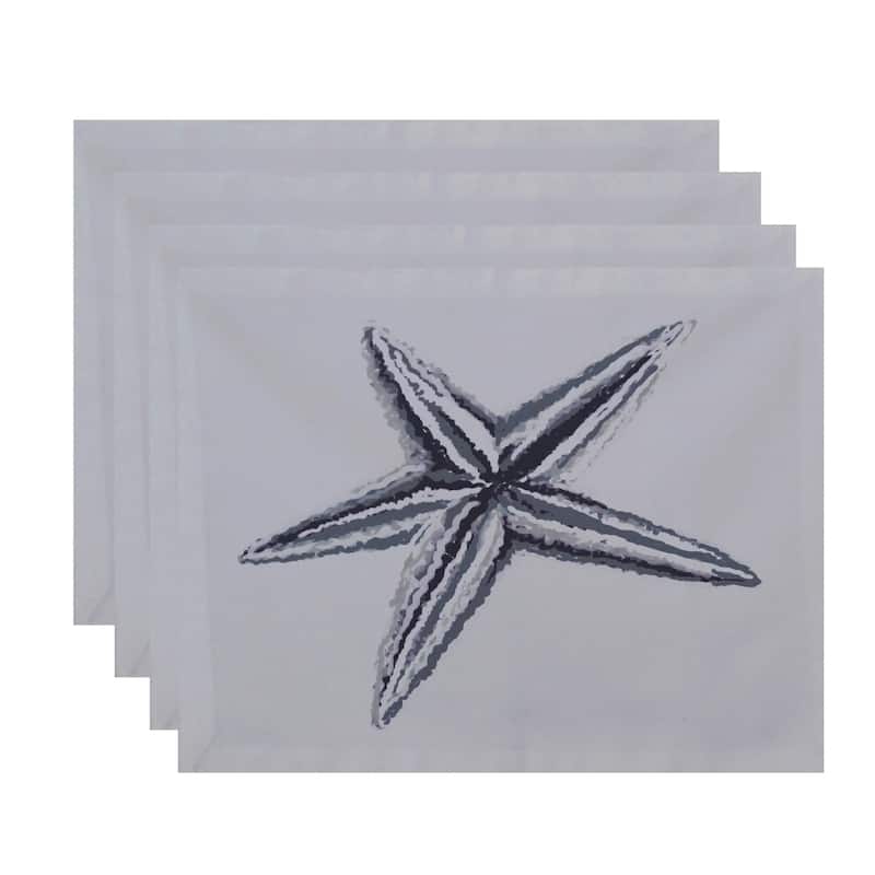 Star Fish Coastal Print Table Top Placemat (Set of 4) - Grey