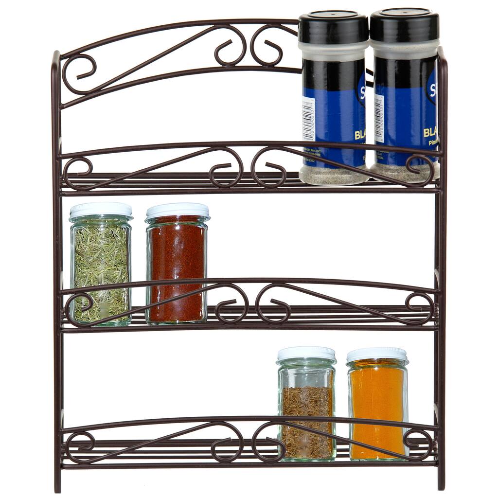 3-tier Bronze Spice Rack with Classic Scroll Design