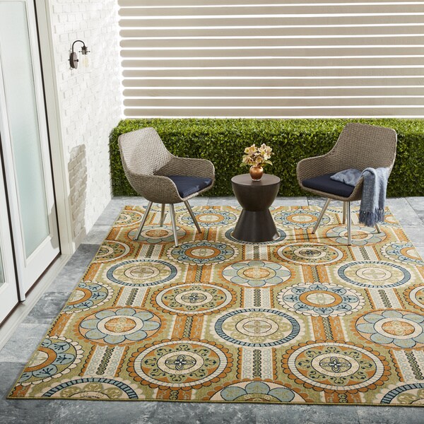 Shop Nourison Caribbean Indoor/Outdoor Yellow Rug On Sale Free