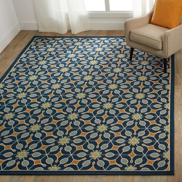 Nourison Caribbean Indoor/Outdoor Navy Rug - 9'3 x 12'9