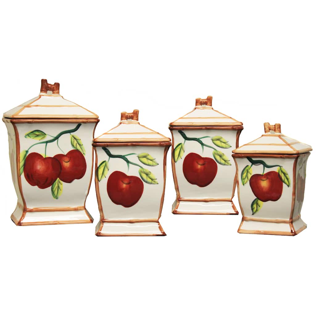 Apple Hand-painted Food Storage Canister 4-piece Set