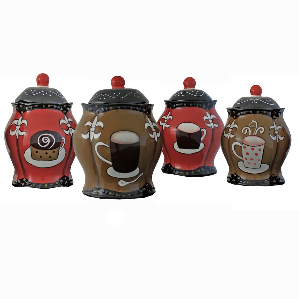 Love Your Coffee Hand-painted Food Storage Canister 4-piece Set