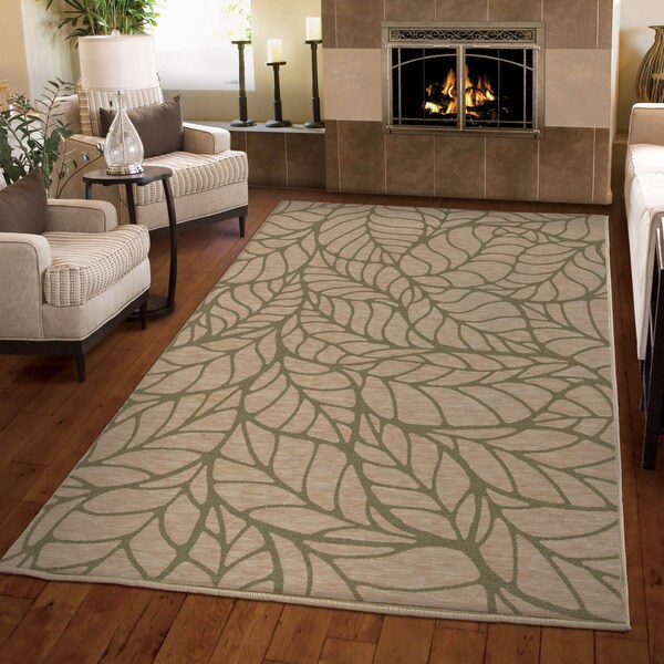 Carolina Weavers Harmony Collection Palm Overlay Khaki Area Rug (3'11 x