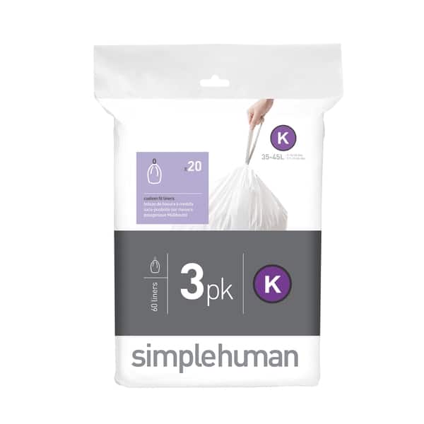 2 PACK simplehuman Code M 45 L Trash Bags 40 Liners Total White