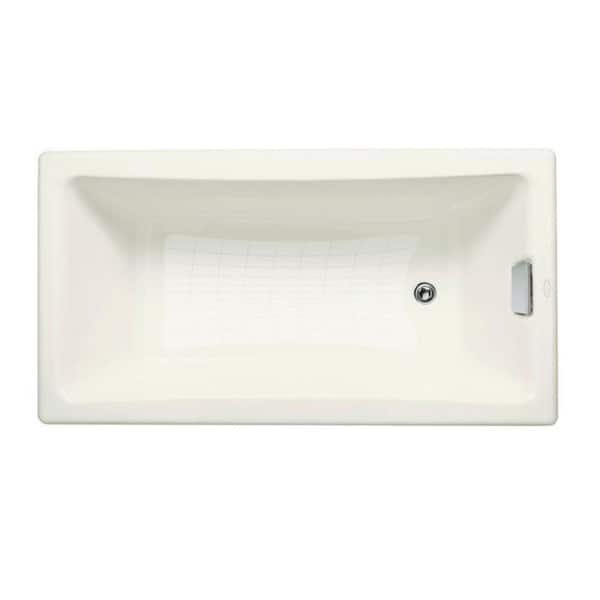 Tea-for-Two 5 ft. Reversible Drain Drop-In Cast Iron Bathtub in White