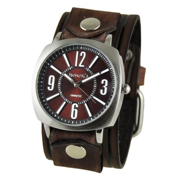 Nemesis Brown Rugged Unisex Watch with Dark Brown Basic Leather Cuff