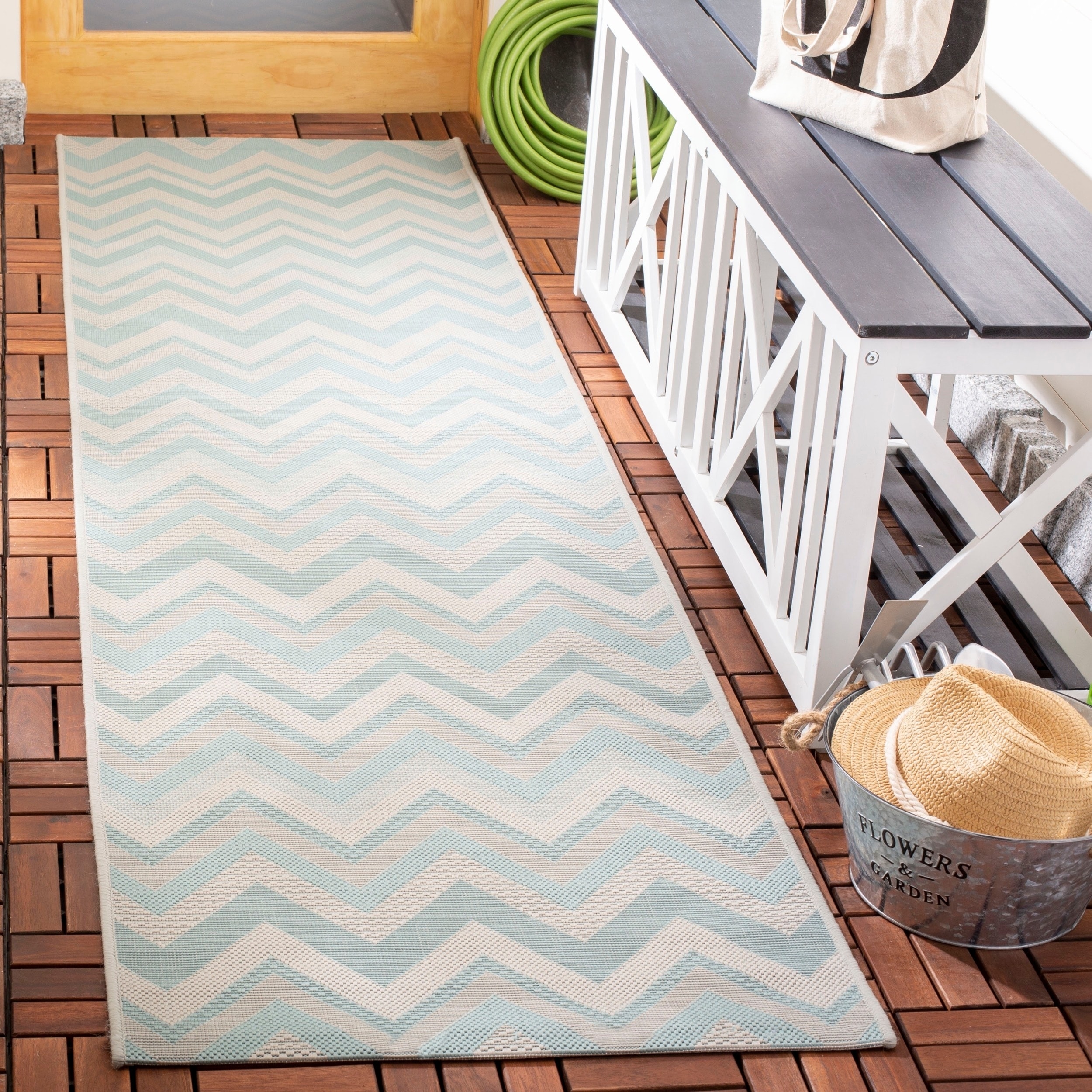 Safavieh Courtyard Chevron Light Grey/ Aqua Indoor/ Outdoor Rug - 2 ... Safavieh Courtyard Chevron Light Grey/ Aqua Indoor/ Outdoor Rug - 2 ...