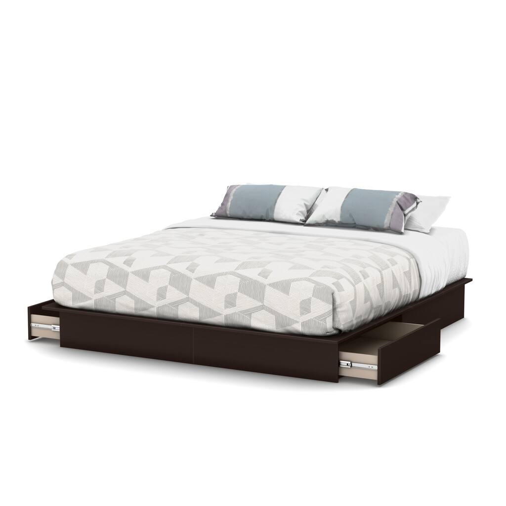 South Shore Step One Platform Bed with Drawers- King