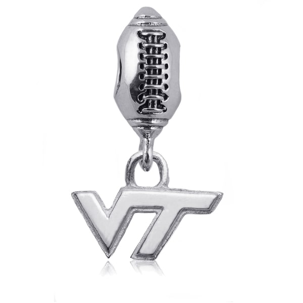 Virginia Tech Sterling Silver Football Charm Bead