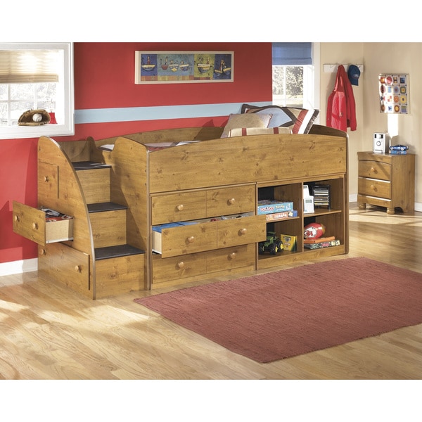 shop signauture designashley stages brown twin-size loft bed set