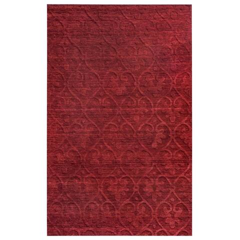 Rizzy Home Technique Collection Burgundy Damask Rug