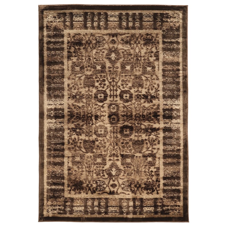 Linon Platinum Collection Isphanan Persian Modified Polyester Area Rug - 8' x 11' - Brown