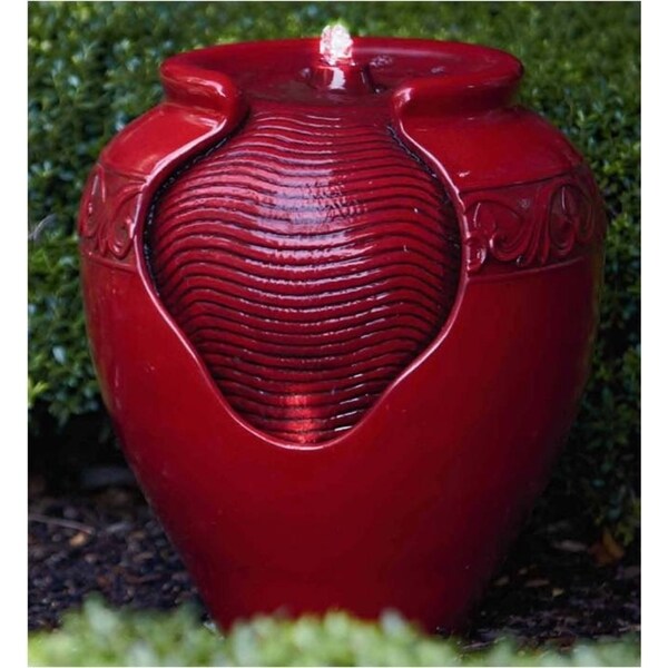 Shop Peaktop Outdoor Garden Vivid Red Round Fountain - Free Shipping ...