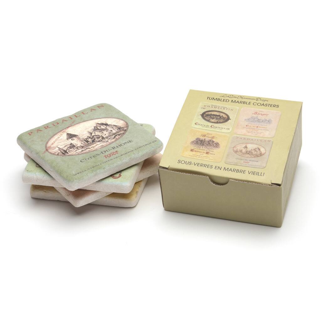 Tumbled Marble Stone Coasters by La Cote (Set of 4)