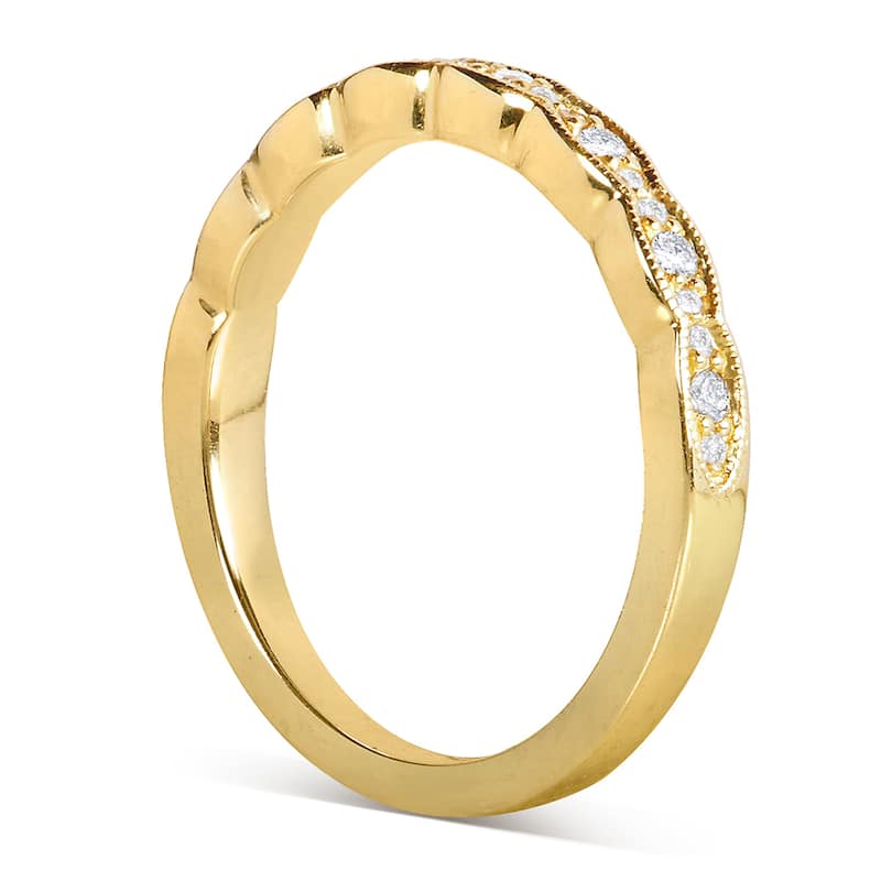 Annello by Kobelli 14k Yellow Gold 1/6ct TDW Round-cut Diamond Wedding Band