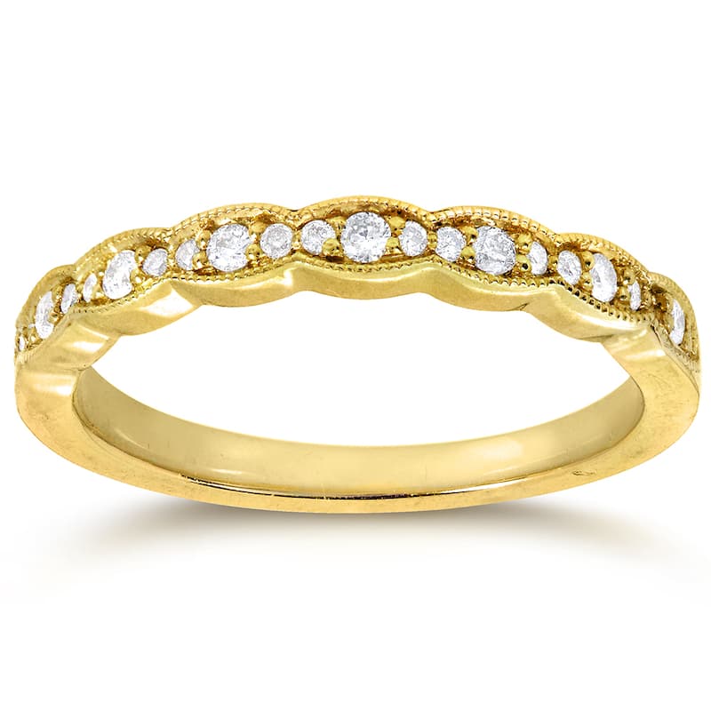 Annello by Kobelli 14k Yellow Gold 1/6ct TDW Round-cut Diamond Wedding Band - 4