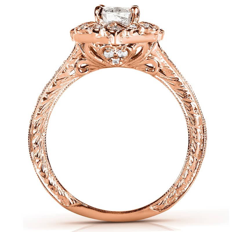 Annello by Kobelli 14k Rose Gold 1/2ct TDW Floral Vintage Diamond Engagement Ring