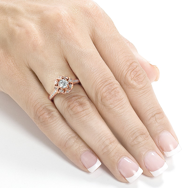 Annello by Kobelli 14k Rose Gold 1/2ct TDW Floral Vintage Diamond Engagement Ring