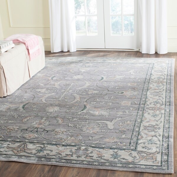 Safavieh Valencia Mauve/ Cream Distressed Silky Polyester Rug - 9' x 12'