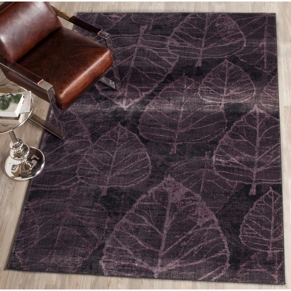 Safavieh Vintage Charcoal/ Multi Botanical Distressed Silky Viscose Rug - 6'7 x 9'2