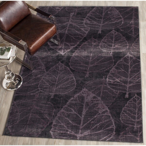 Safavieh Vintage Charcoal/ Multi Botanical Distressed Silky Viscose Rug (6'7 x 9'2)