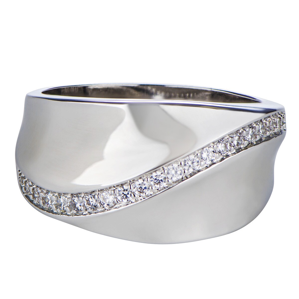 Shop Brass Cubic Zirconia Cigar Band Ring - Free Shipping On Orders ...