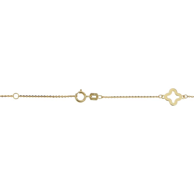 14k Yellow Gold Stylish Flower Station Bracelet (7.5 inches)