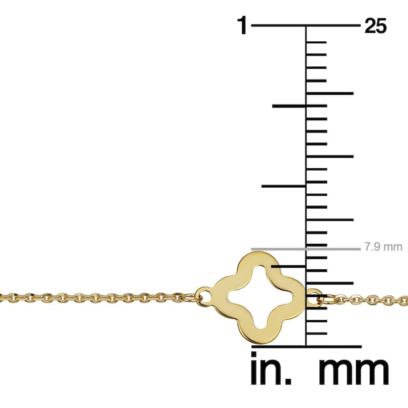14k Yellow Gold Stylish Flower Station Bracelet (7.5 inches)