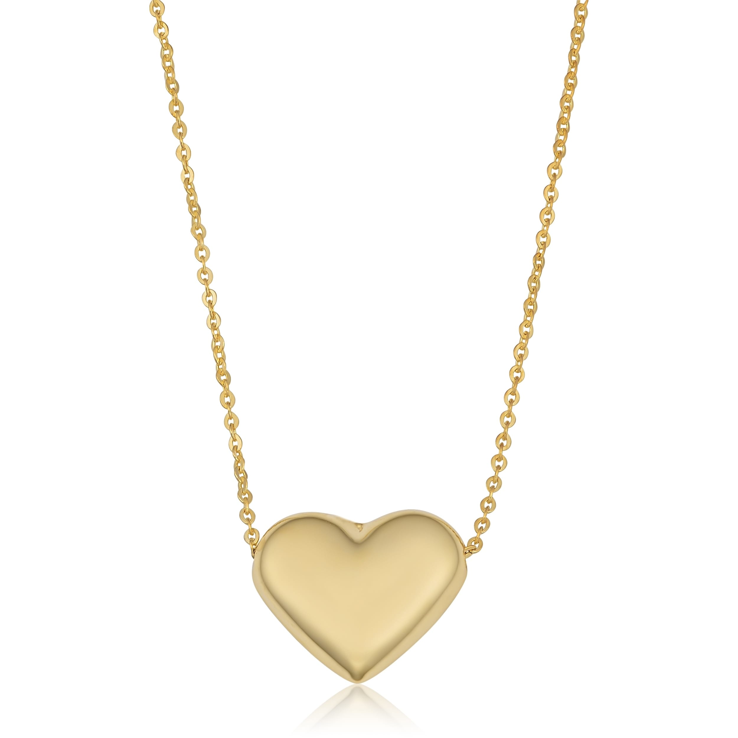Au Naturale 14k Gold Charming High Polish Puff Heart Necklace (yellow gold or rose gold or white gold)