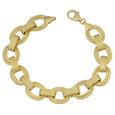 Fremada 14k Yellow Gold Bold Textured Open Link Bracelet (7.5 inches)