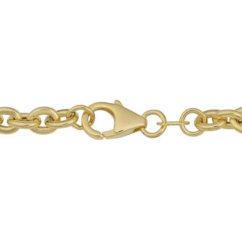 Fremada 14k Yellow Gold Heart Charm on Rolo Link Bracelet (7.25 inches)