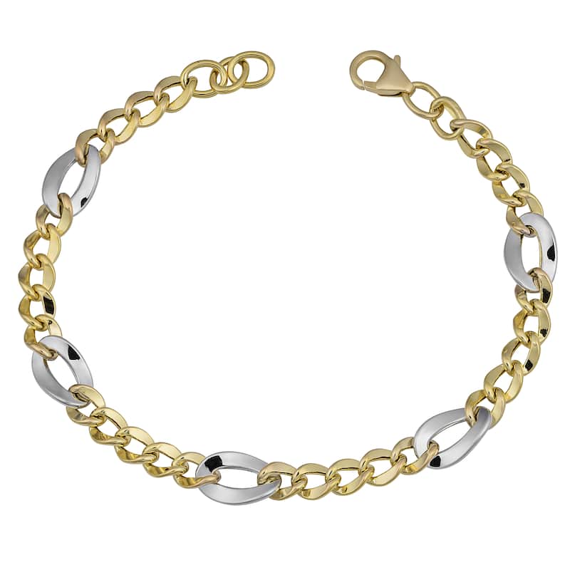 Fremada 14k Two-tone Gold Fancy Figaro Bracelet