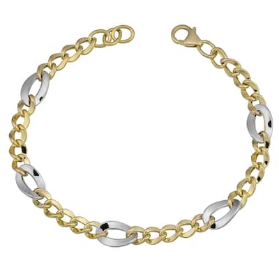 Fremada 14k Two-tone Gold Fancy Figaro Bracelet