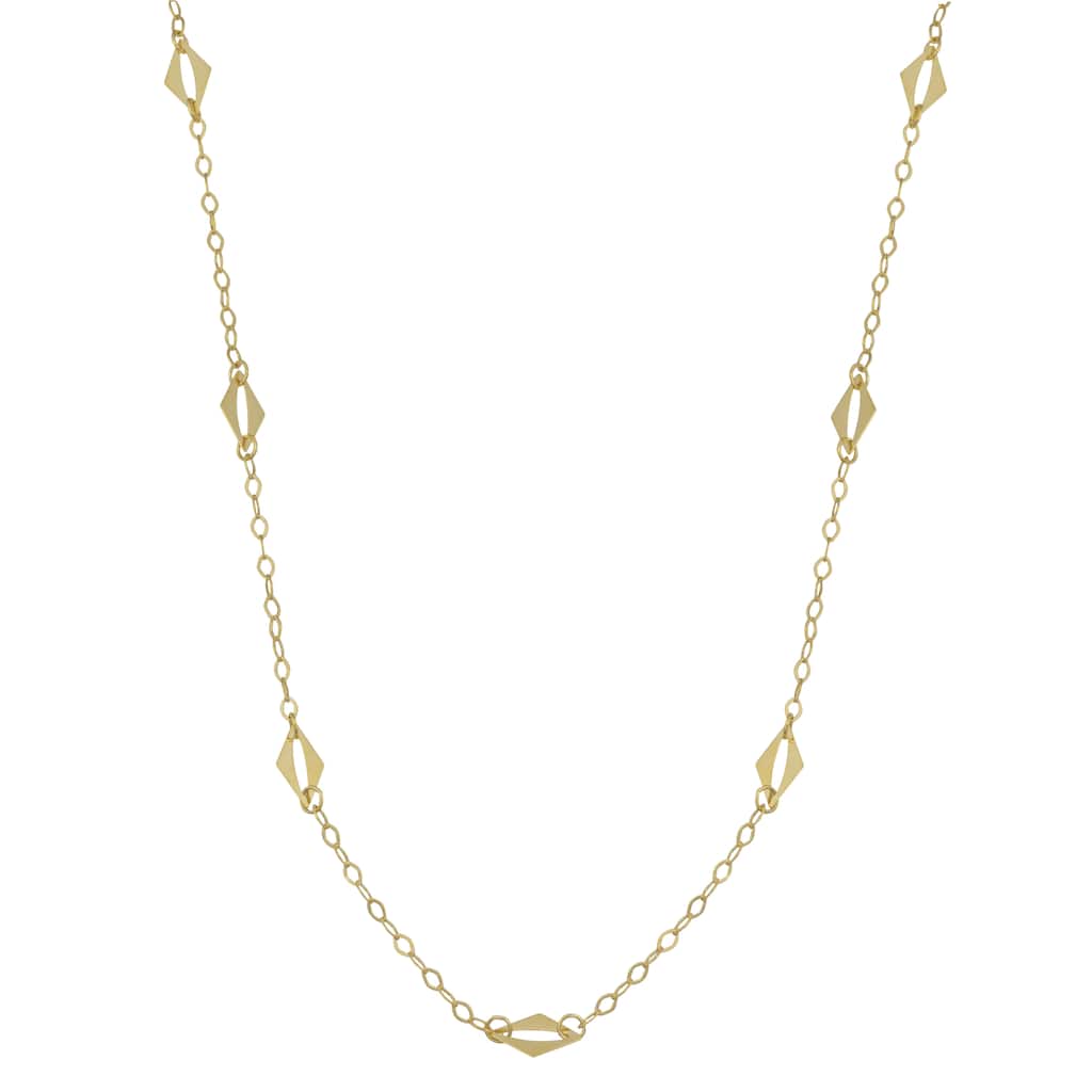 Fremada 10k Yellow Gold Diamond-shaped Station Necklace
