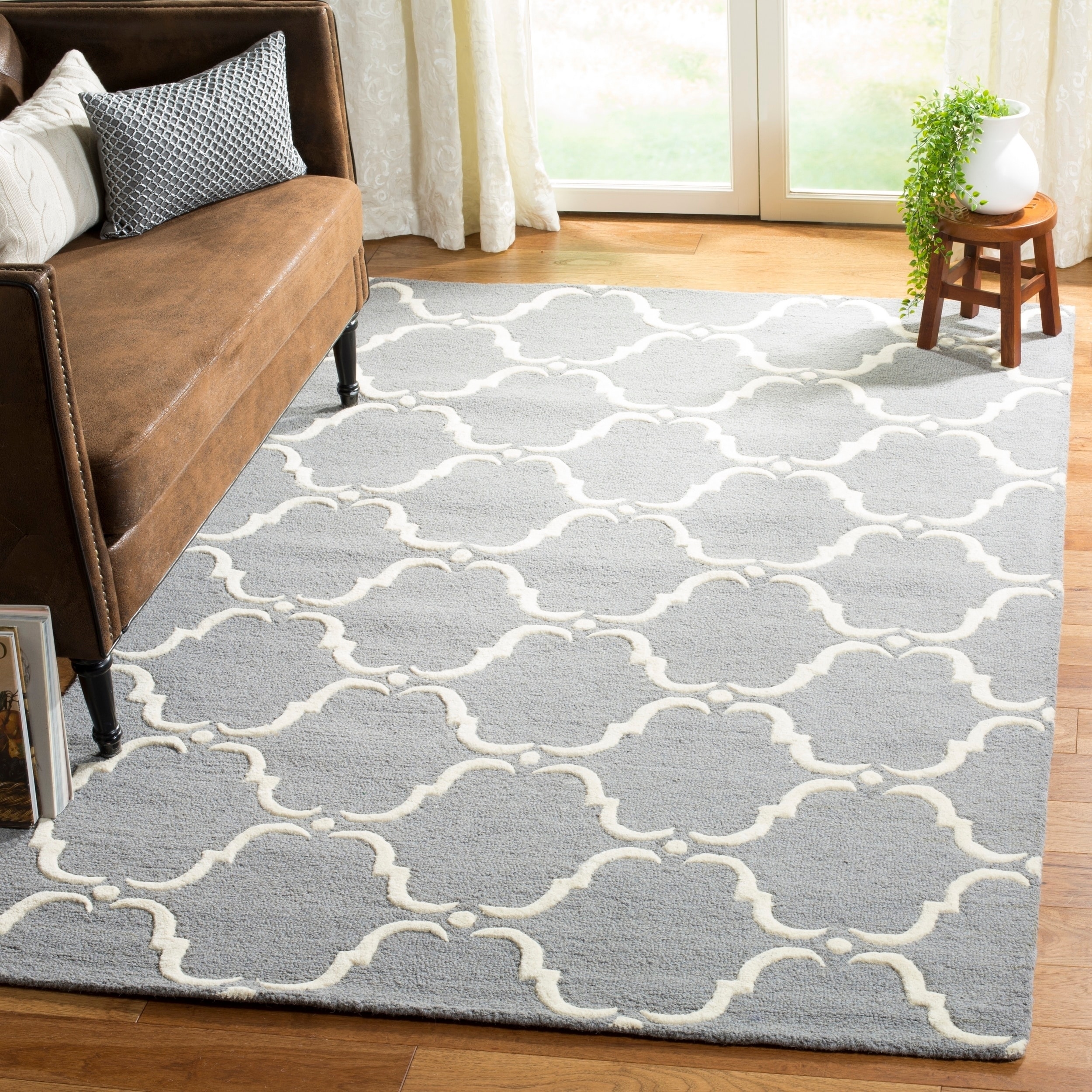 Safavieh Handwoven Moroccan Reversible Dhurrie Grey/Ivory Wool Rug (9