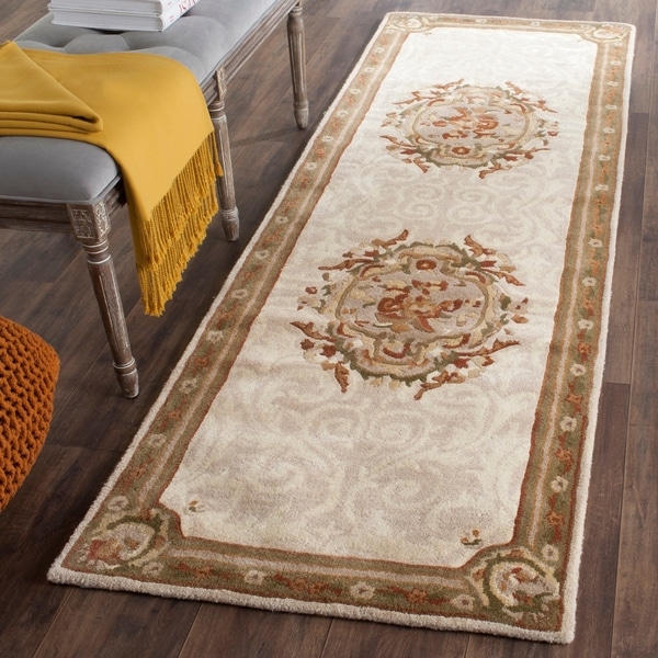 Safavieh Hand-Tufted Empire Ivory/ Light Grey Wool Rug - 2'6 x 12'