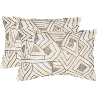 SAFAVIEH Ricci Pale Yelow Throw Pillows (12-inches x 18-inches) (Set of 2)